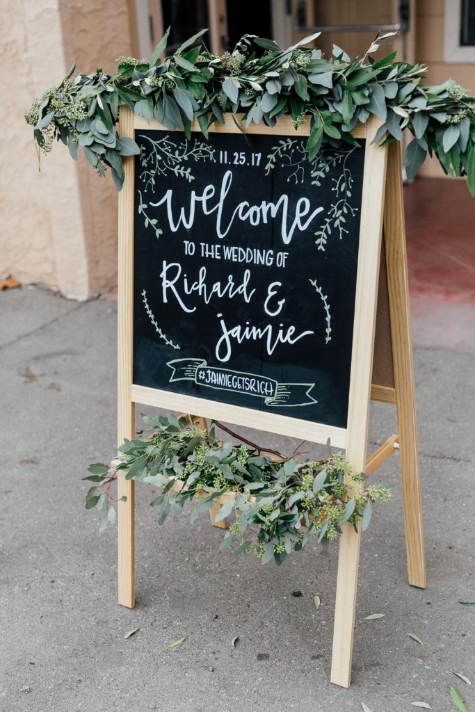 wedding sign to welcome guests to venue