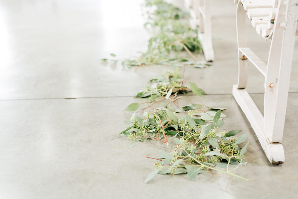 Detail shot of leaves on floor or wedding venue