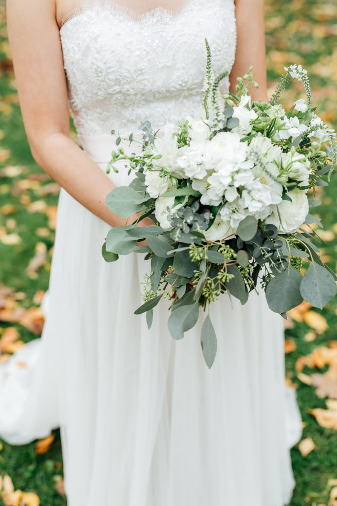 bride's bouquet against fall background