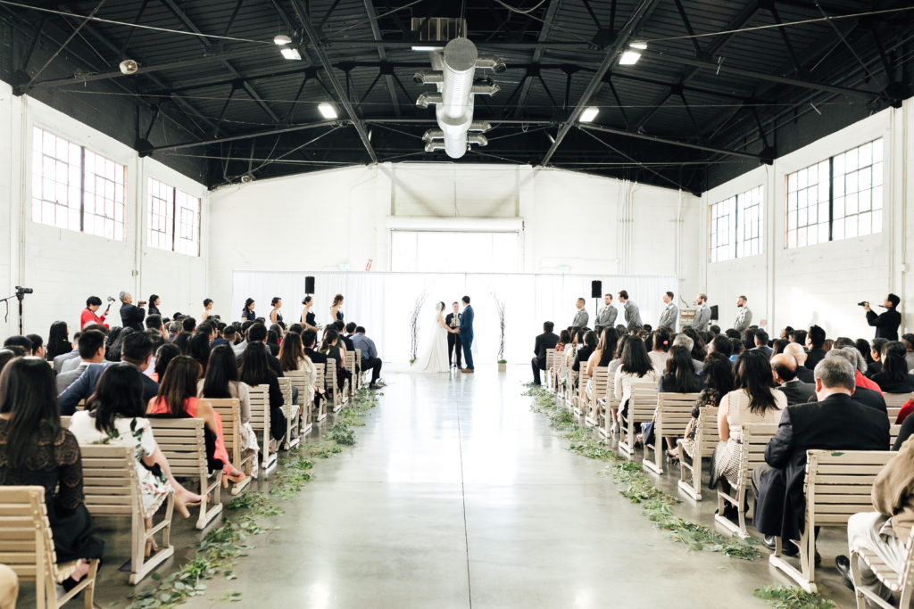 Wide shot of wedding ceremony